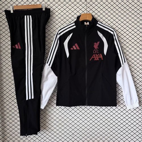 2026-2027 Liverpool Black/White Soccer Windbreaker Tracksuit Jacket Football Jacket and Pants