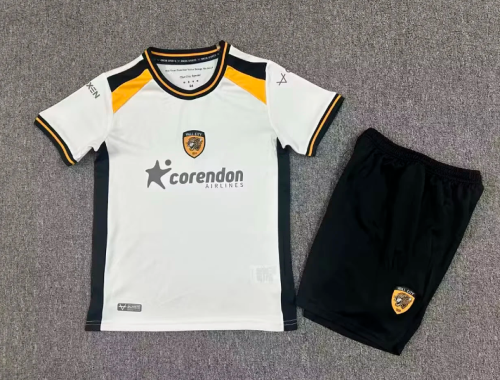 Youth Uniform Kids Kit 2026-2027 HULL CITY Away White Soccer Jersey Shorts Child Football Set