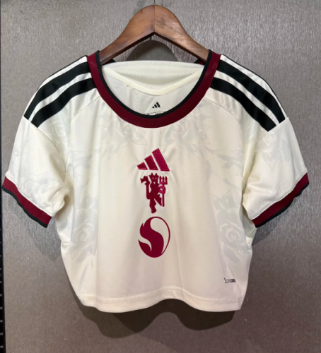 Women 2026-2027 Manchester United Third Away White Crop Soccer Shirt Girl Football Jersey