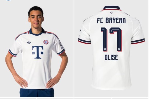 Youth Uniform Kids Kit 2026-2027 Bayern Munich OLISE 17 Away White Soccer Jersey Shorts Child Football Set