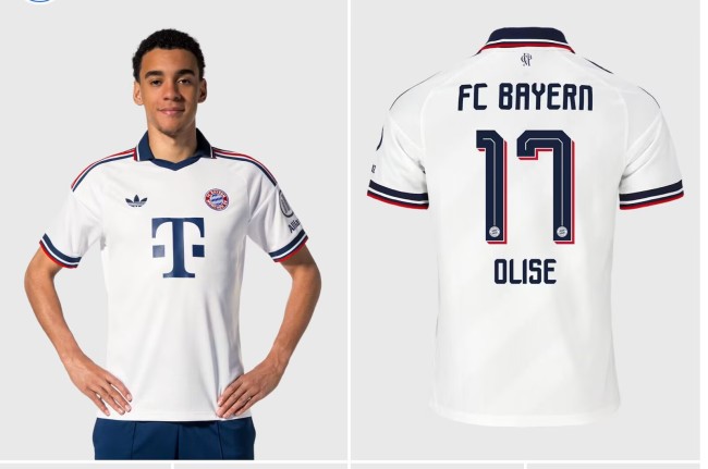 with Allianz Logo Fan Version 2026-2027 Bayern Munich OLISE 17 Away White Soccer Jersey Bayern Munchen Football Shirt