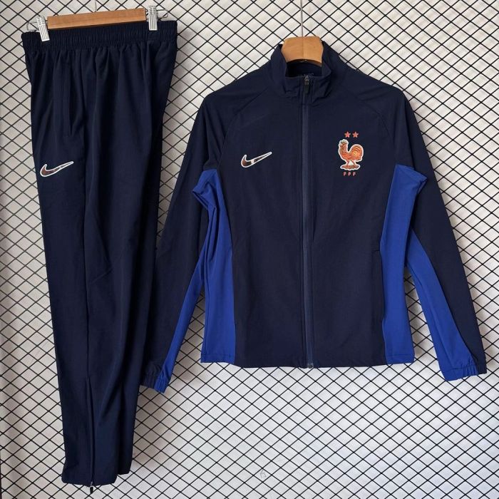 2026-2027 France Dark Blue Soccer Windbreaker Tracksuit Jacket Football Jacket and Pants