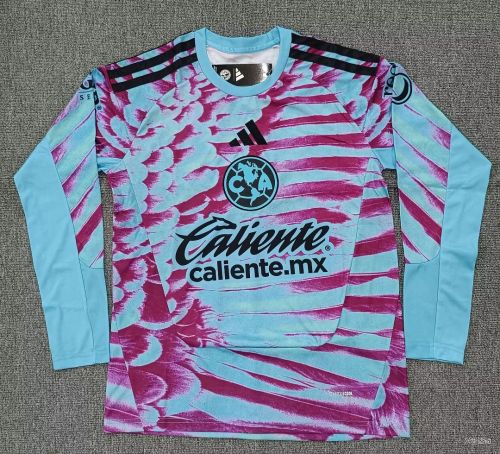 Long Sleeve Fan Version 2026-2027 Club America Aguilas Blue/Purple Goalkeeper Soccer Jersey Football Shirt