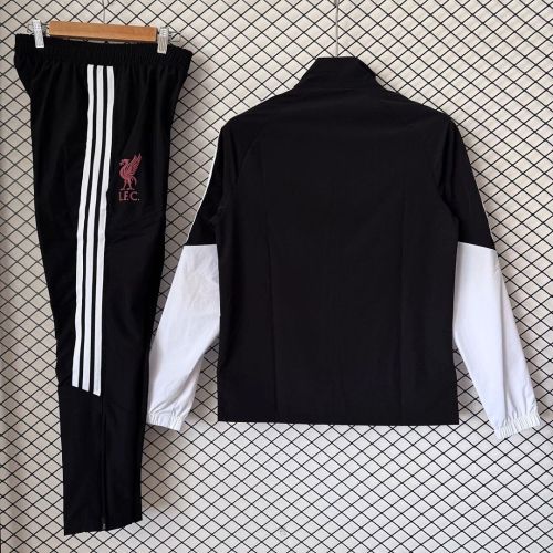 2026-2027 Liverpool Black/White Soccer Windbreaker Tracksuit Jacket Football Jacket and Pants