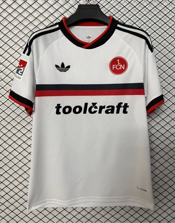 with Bundesliga Patch Fan Version 2026-2027 1. FC Nürnberg Away White Soccer Jersey Nurnberg Football Shirt