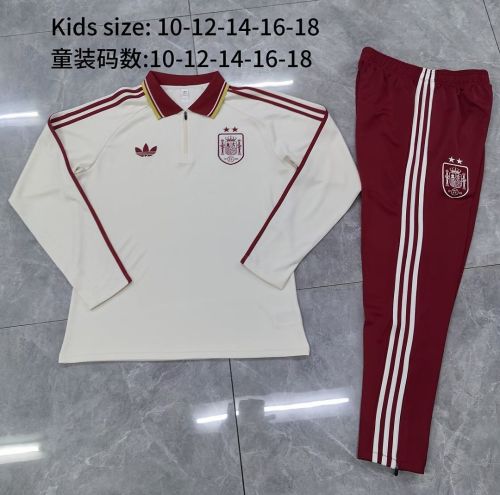 with 2 Stars Youth 2026-2027 Spain Away Soccer Training Sweater and Pants Child Football Kit