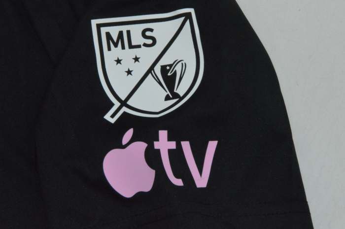 with a Star+Fracht Group+Apple TV+MLS Patch Fan Version 2026-2027 Inter Miami Away Black Soccer Jersey Football Shirt