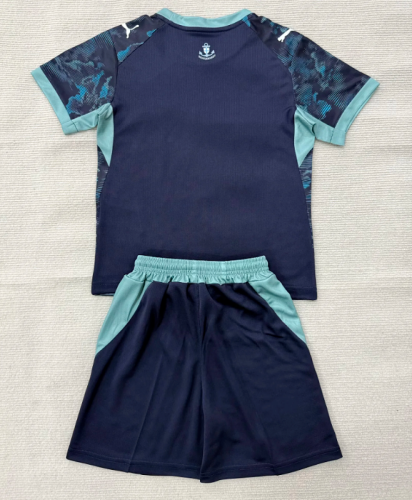 Youth Uniform Kids Kit 2026-2027 Marseille Away Soccer Jersey Shorts Child Football Set