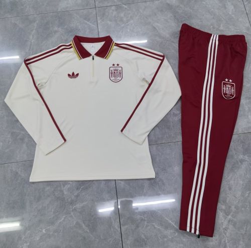 with 2 Stars 2026-2027 Spain Away Soccer Training Sweater and Pants Football Kit