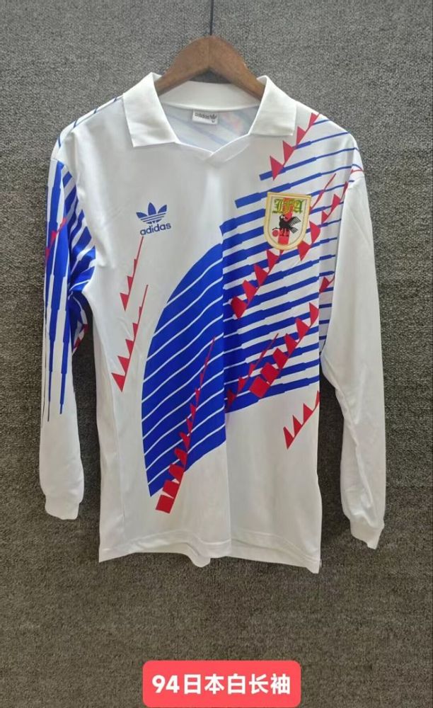 Long Sleeve Retro Jersey 1992-1993 Japan Away White Soccer Jersey Vintage Football Shirt