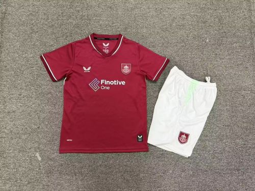 Youth Uniform Kids Kit 2026-2027 Burnley Home Soccer Jersey Shorts Child Football Set