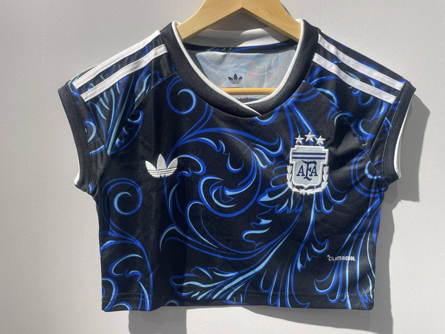 Women 2026 Argentina Away Crop Top Soccer Shirt Girl Football Jersey