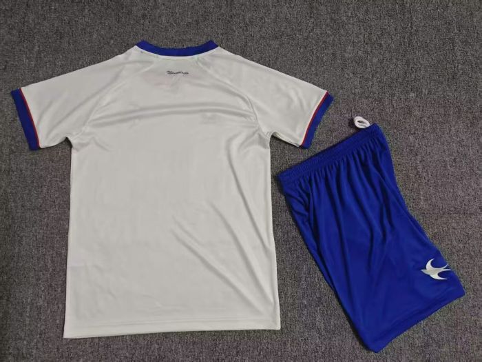 Youth Uniform Kids Kit 2026-2027 Cardiff City Away White Soccer Jersey Shorts Child Football Set