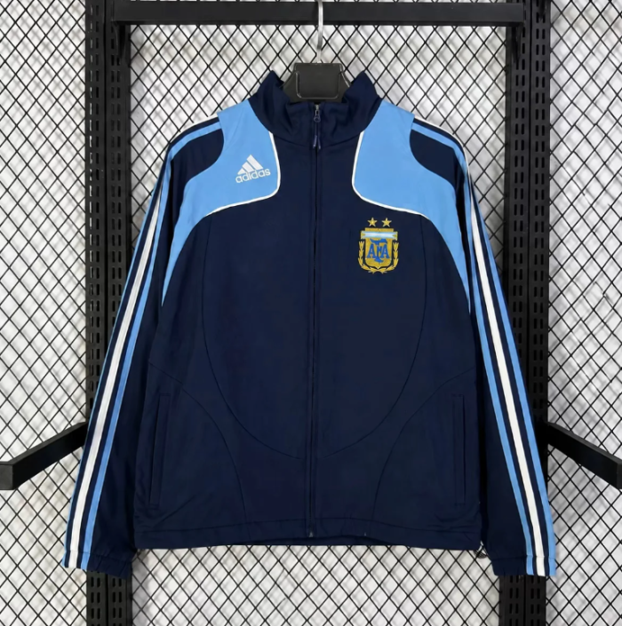 Retro Jacket 2008 Argentina Dark Blue Soccer Windbreaker Jacket Football Jacket