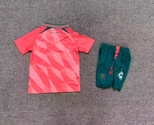 Youth Uniform Kids Kit 2026-2027 Wender Bremen Third Away Pink Soccer Jersey Shorts Child Football Set