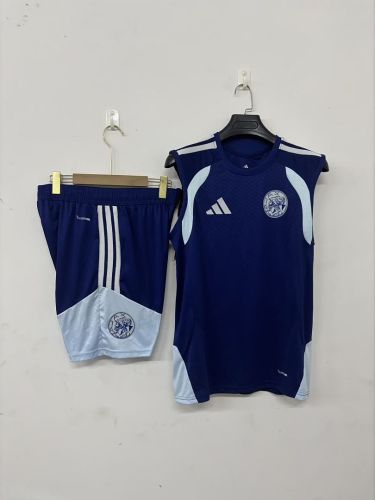 Adult Uniform 2026-2027 Ajax Dark Blue Soccer Training Vest and Shorts Football Set
