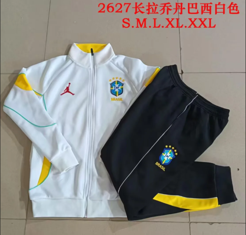 2026-2027 Brazil White/Yellow Soccer Tracksuit Jacket Football Brasil Jacket and Pants