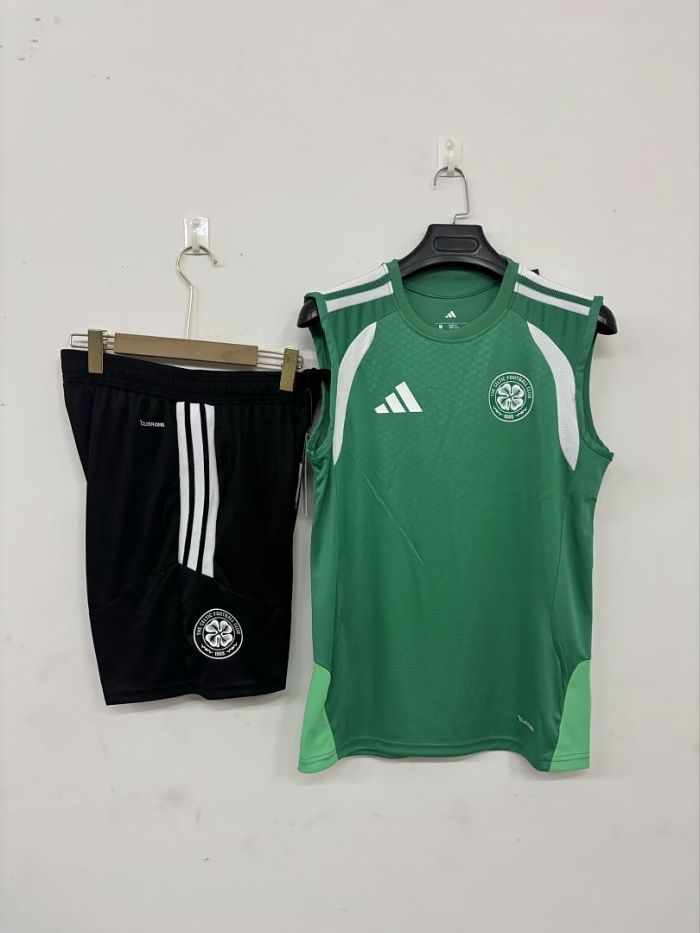 Adult Uniform 2026-2027 Celtic Green Soccer Training Vest and Shorts Football Set