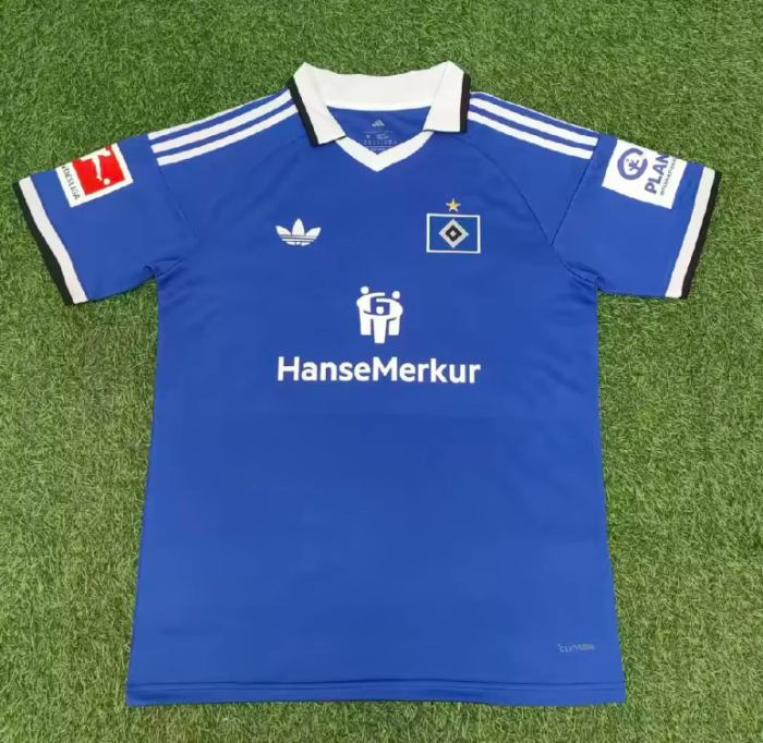 with Bundesliga Patch Fan Version 2026-2027 Hamburg Away Blue Soccer Jersey Hamburger Football Shirt