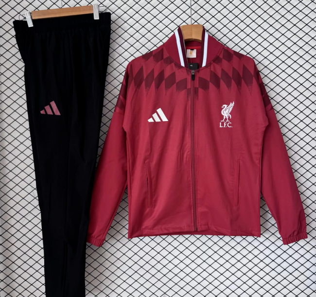 2026-2027 Liverpool Red Retro Model Soccer Windbreaker Tracksuit Jacket Football Jacket and Pants