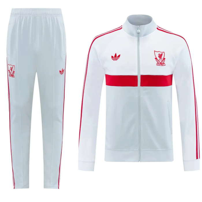 2026-2027 Liverpool White/Red Soccer Tracksuit Jacket Football Jacket and Pants