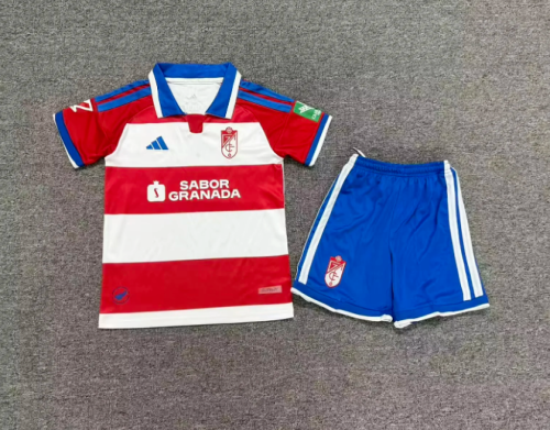 with LALIGA Patch Youth Uniform Kids Kit 2026-2027 Granada Home Soccer Jersey Shorts Child Football Set