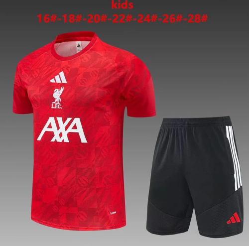 Youth Uniform Kids Kit 2026-2027 Liverpool Red Soccer Training Jersey Shorts Child Football Set