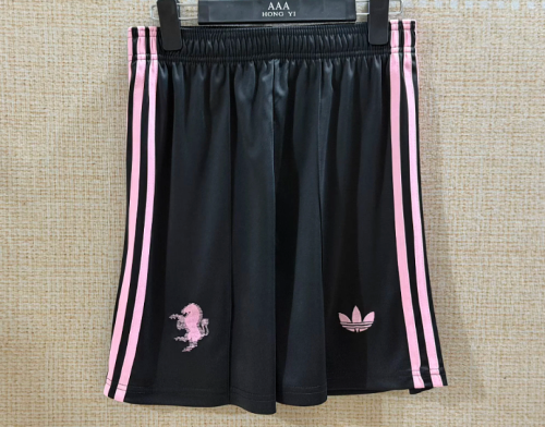 Fan Version 2026-2027 Juventus Away Black/Pink Soccer Shorts Football Shorts