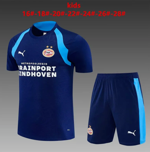 Youth Uniform Kids Kit 2026-2027 PSV Dark Blue Soccer Training Jersey Shorts Child Football Set