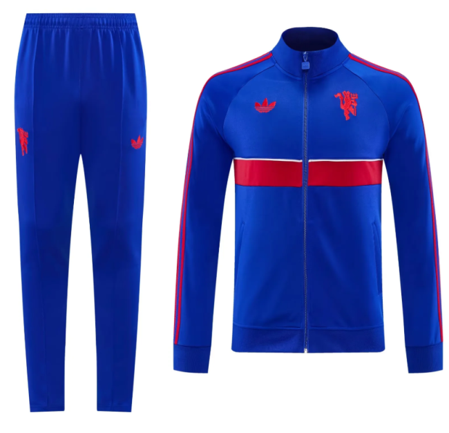 2026-2027 Manchester United Blue/Red Soccer Tracksuit Jacket Football Jacket and Pants