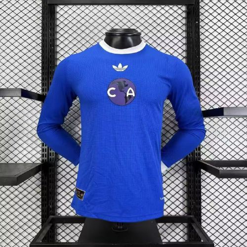 Long Sleeve Player Version 2026-2027 Club America Aguilas 110th Anniversary Blue Soccer Jersey Football Shirt
