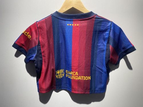 Women 2026-2027 Barcelona Home MLB Crop Shirt Girl Jersey