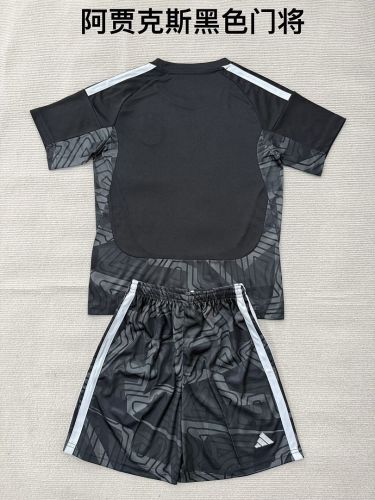 Youth Uniform Kids Kit 2026-2027 Ajax Black Goalkeeper Soccer Jersey Shorts Child Football Set