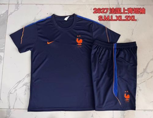 Adult Uniform 2026-2027 France Dark Blue Soccer Training Jersey and Shorts Football Kits