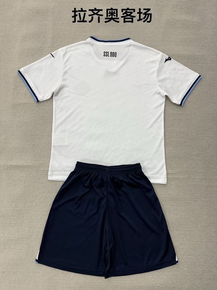 Youth Uniform Kids Kit 2026-2027 Lazio Away White Soccer Jersey Shorts Child Football Set