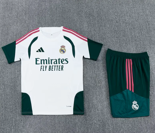 Adult Uniform 2026-2027 Real Madrid White/Green Soccer Training Jersey and Shorts Football Kits