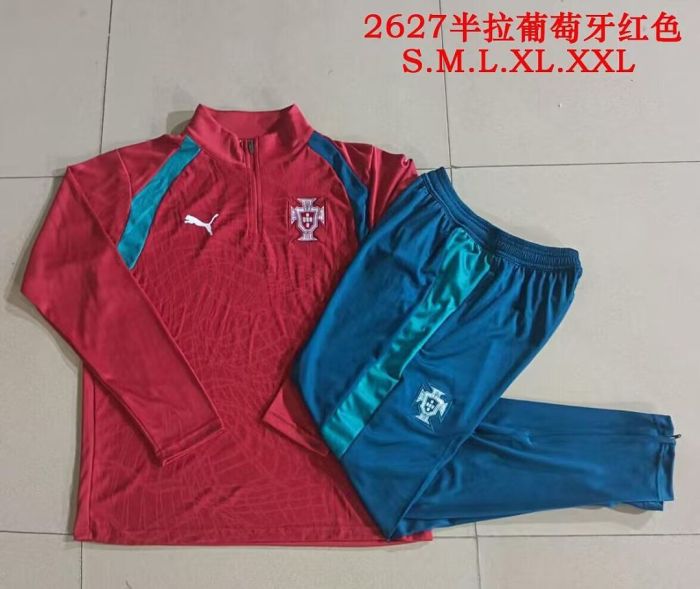 2026-2027 Portugal Red Soccer Training Sweater and Pants Football Kit