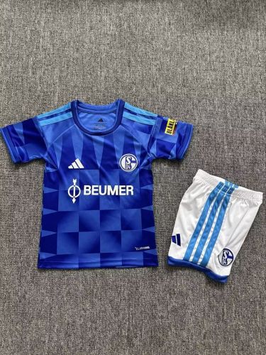 Youth Uniform Kids Kit 2026-2027 Schalke 04 Home Soccer Jersey Shorts Child Football Set