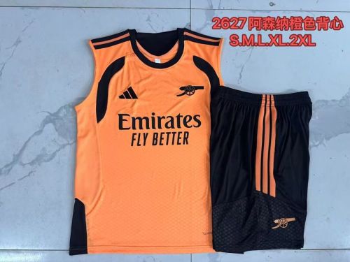 Adult Uniform 2026-2027 Arsenal Orange/Black Soccer Training Vest and Shorts Football Kits