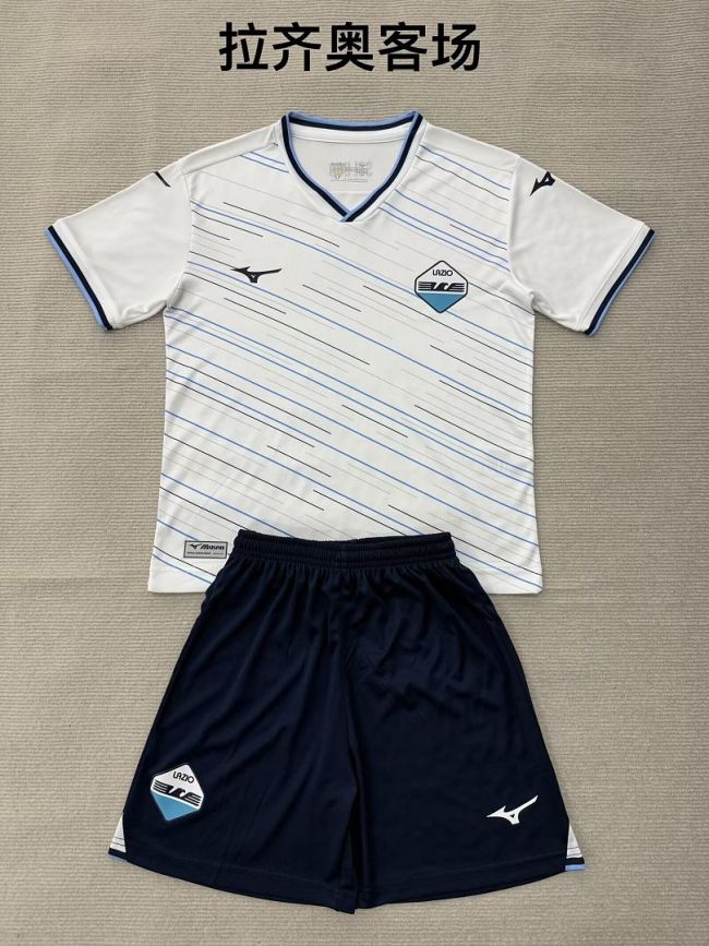 Youth Uniform Kids Kit 2026-2027 Lazio Away White Soccer Jersey Shorts Child Football Set