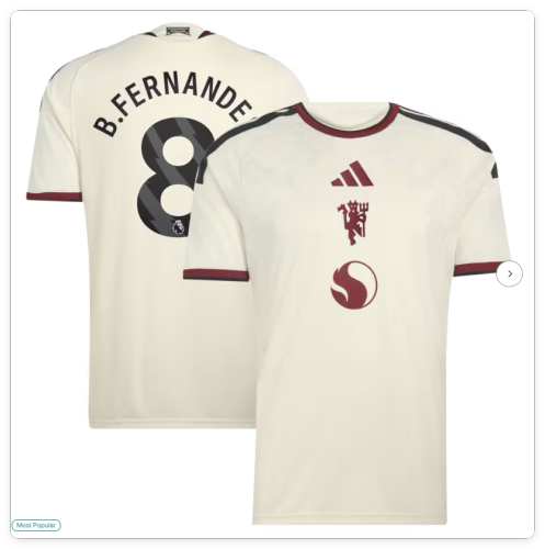 with EPL Lettering Fans Version 2026-2027 Manchester United B.FERNANDES 8 Third Away White Soccer Jersey Man United Football Shirt