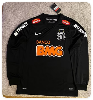 Long Sleeve Retro Jersey 2012-2013 Santos NEYMAR JR 11 Black Soccer Jersey Vintage Football Shirt