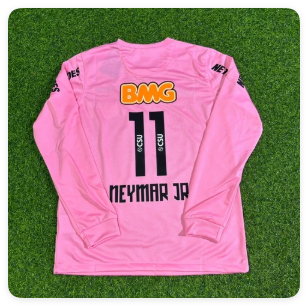 Long Sleeve Retro Jersey 2012-2013 Santos NEYMAR JR 11 Pink Soccer Jersey Vintage Football Shirt