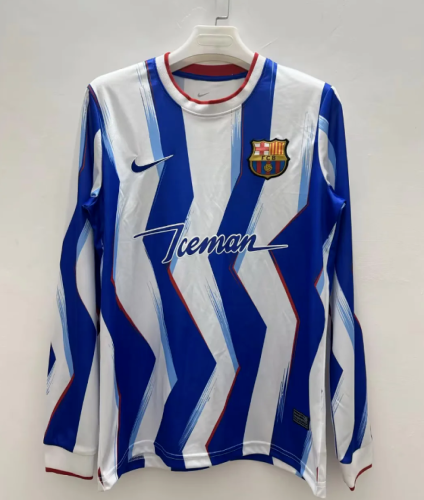 Long Sleeve Barca Camisetas de Futbol 2026-2027 Barcelona Blue/White Special Edition Soccer Jersey