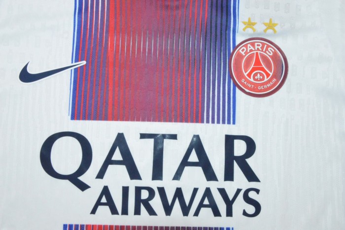 with 2 Stars+LIGUE 1 Champions Patch Player Version 2026-2027 PSG Away White Soccer Jersey Paris Football Maillot