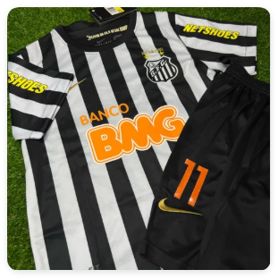Retro Youth Uniform Kids Kit 2012-2013 Santos NEYMAR JR 11 Away Soccer Jersey Shorts Vintage Child Football Set