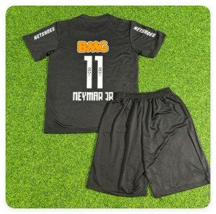Retro Youth Uniform Kids Kit 2012-2013 Santos NEYMAR JR 11 Black Soccer Jersey Shorts Vintage Child Football Set