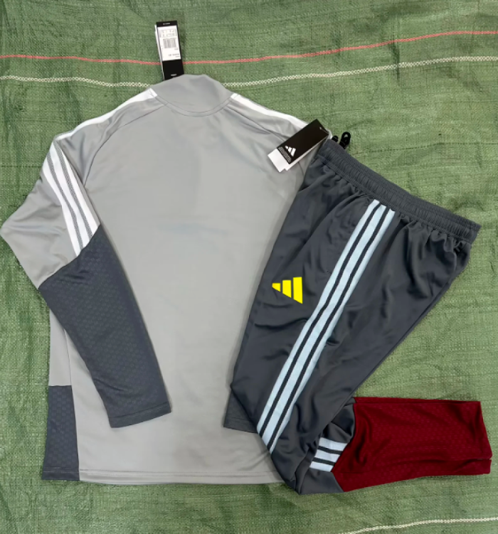 2026-2027 Aston Villa Grey Soccer Training Sweater and Pants Football Kit