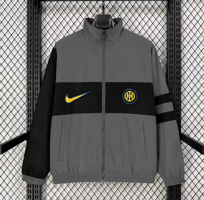 2026-2027 Inter Milan Grey/Black Soccer Windbreaker Jacket Football Jacket