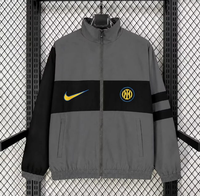 2026-2027 Inter Milan Grey/Black Soccer Windbreaker Jacket Football Jacket
